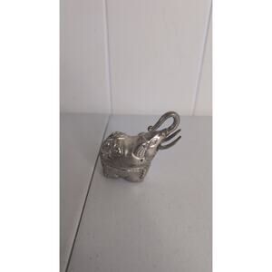 Elephant Silver Planted Vintage Trinket Box Pill Box